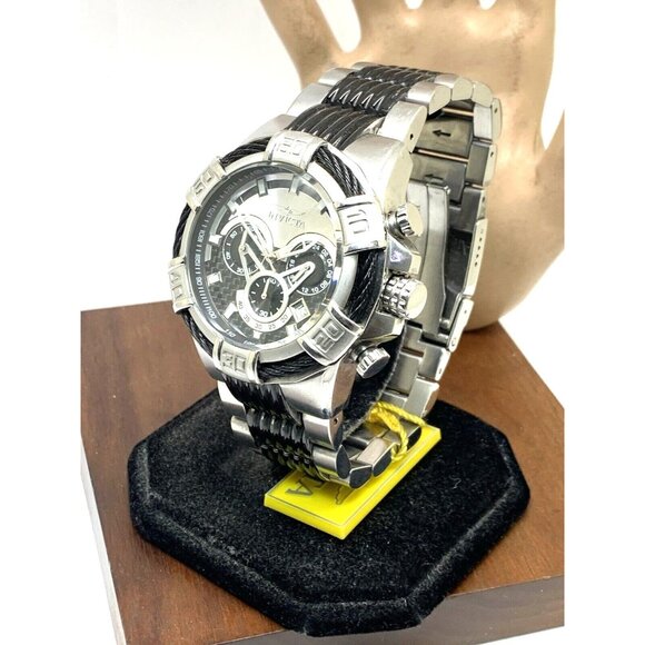 Invicta Men's Watch 29569 Bolt Quartz Chronograph Silver Black Stainless Steel - Picture 2 of 15